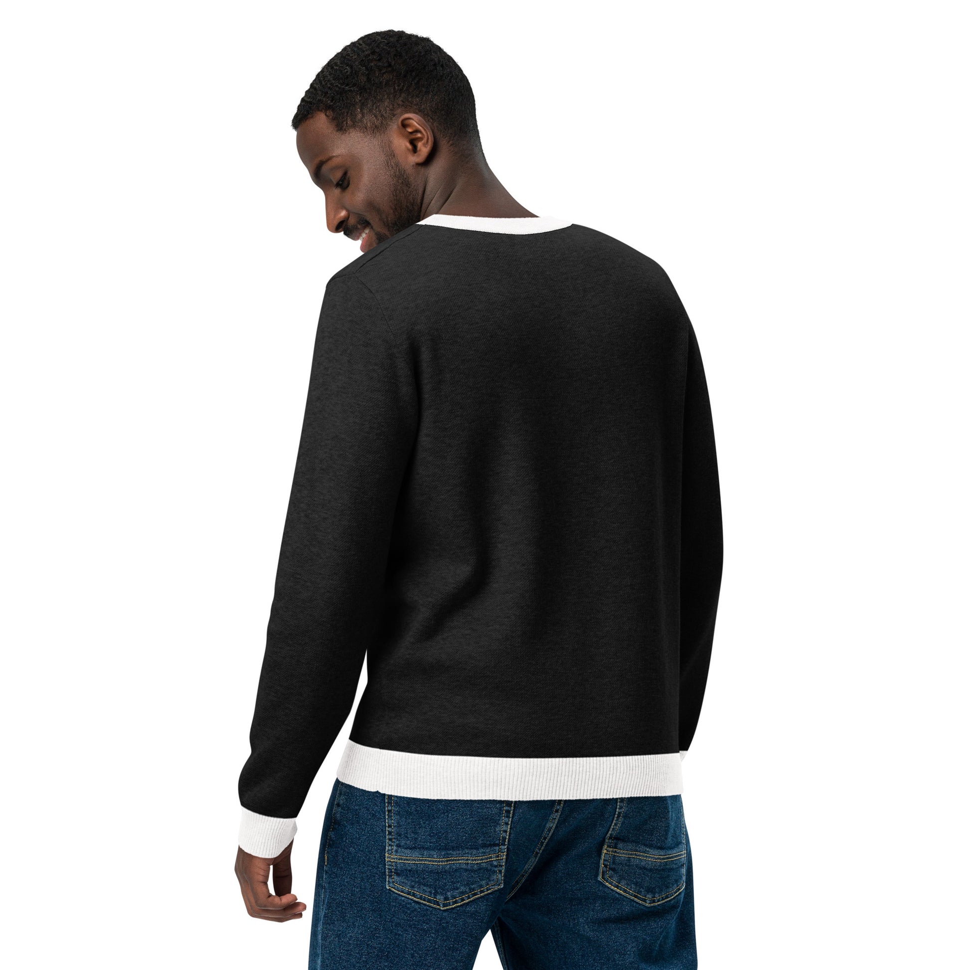 Picky Knitted Crew Neck Sweater Black & White