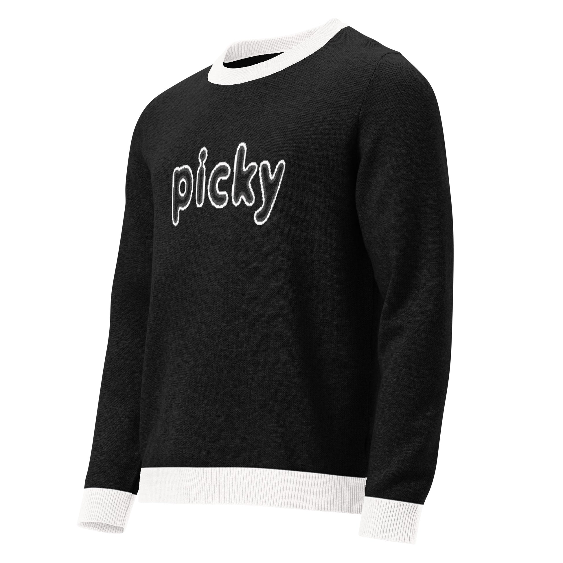 Picky Knitted Crew Neck Sweater Black & White